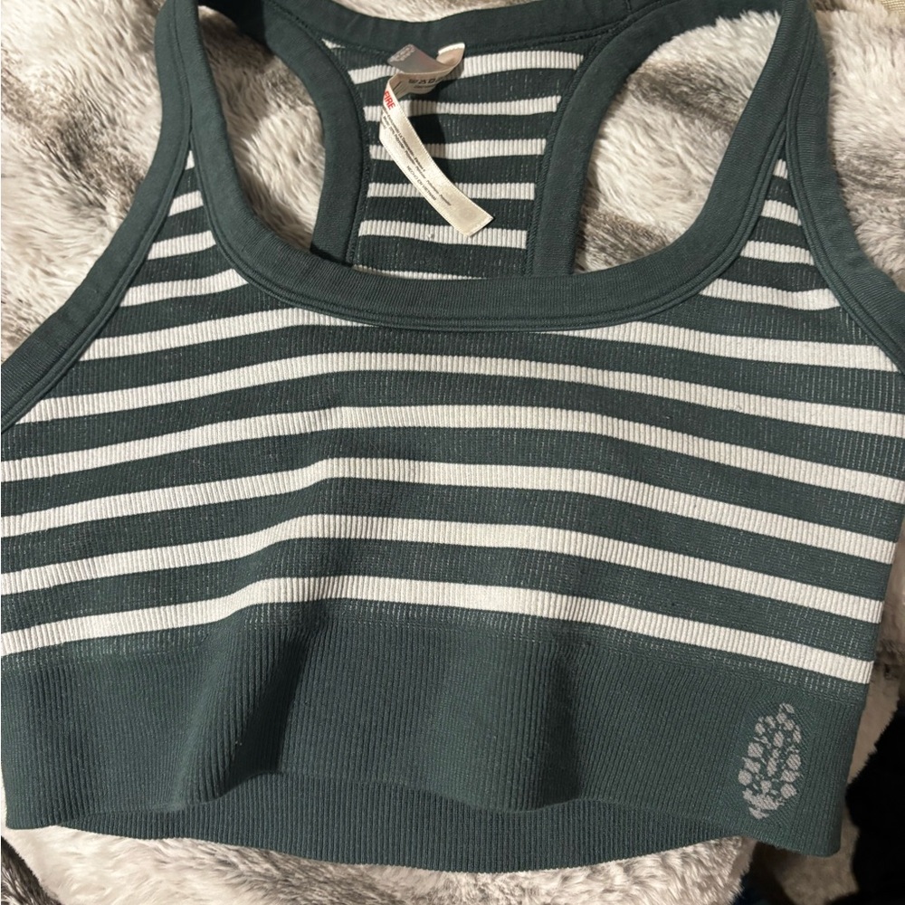 FP Movement by Free People Teal and White Striped Sports Bra